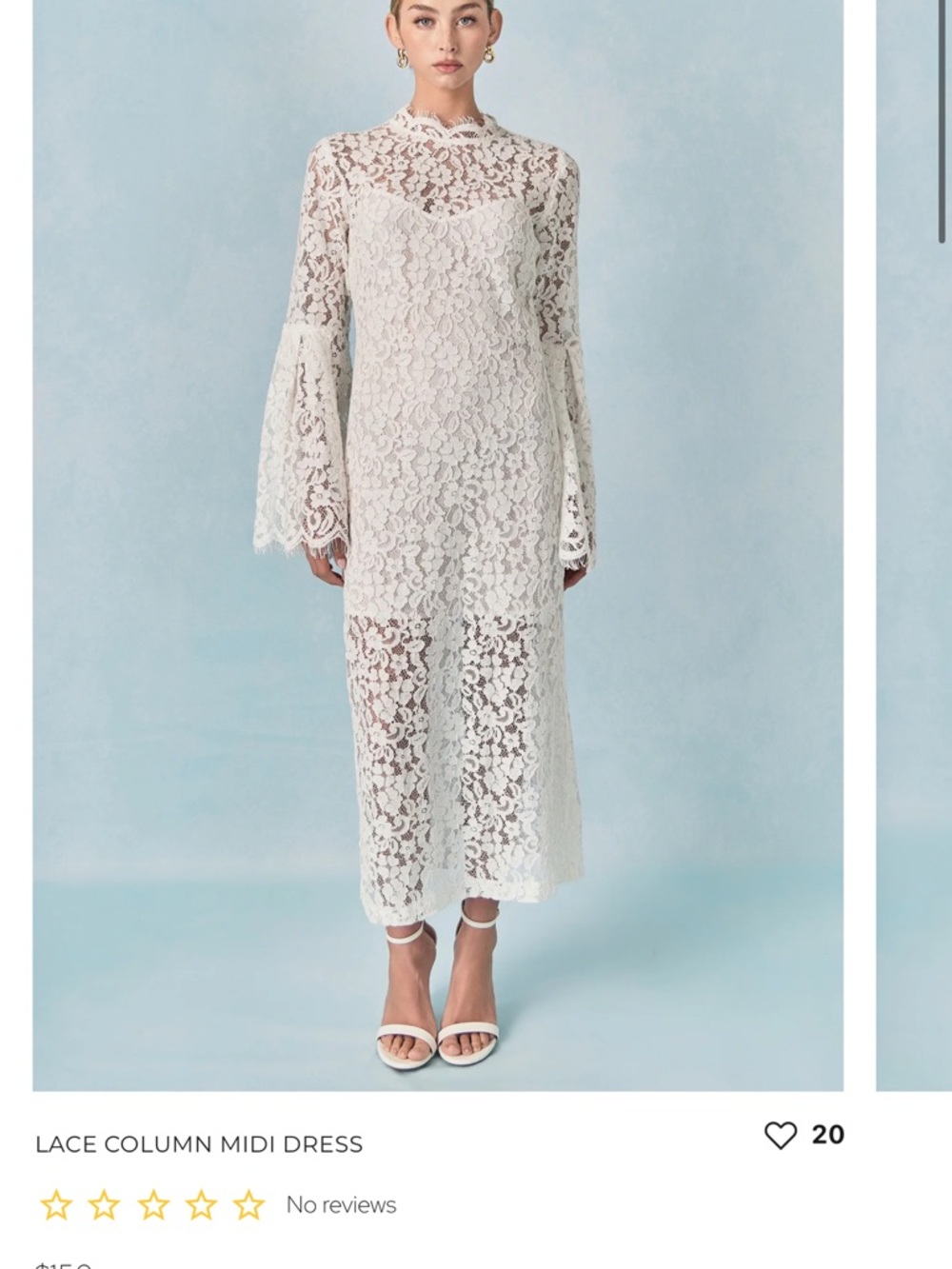 Endless Rose White Lace Column Long Sleeve Midi Dress